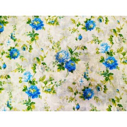 tela de huertana con flores azules