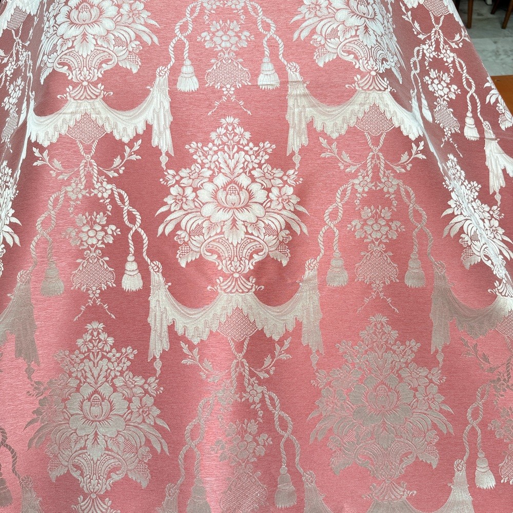 tela de brocatel fallera rosa y plata