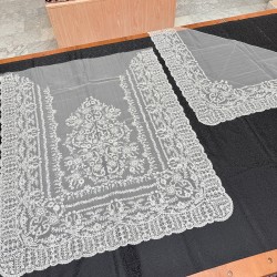 Manteleta fallera blanca lentejuela plana muy llena