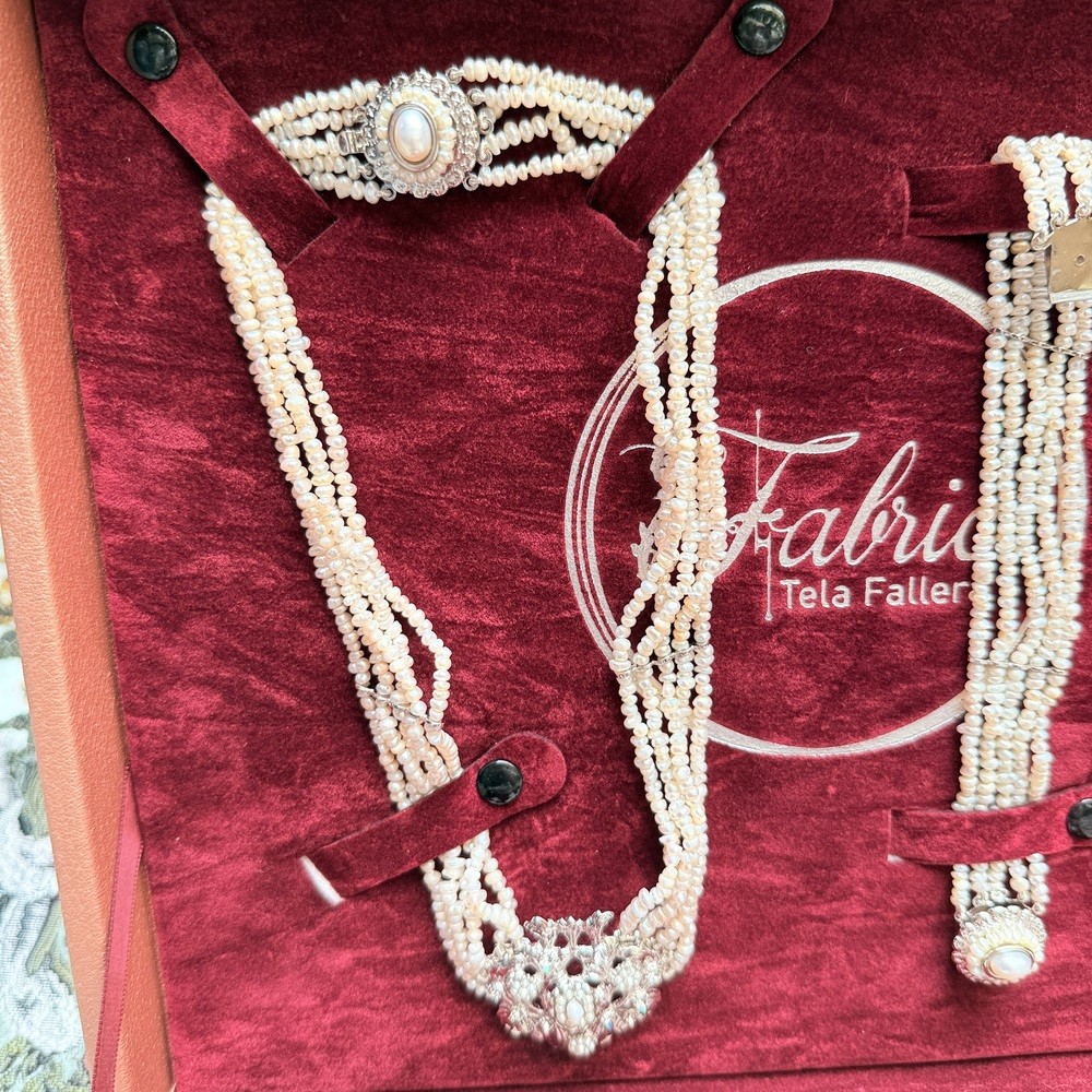 pulsera de perlas de fallera plata