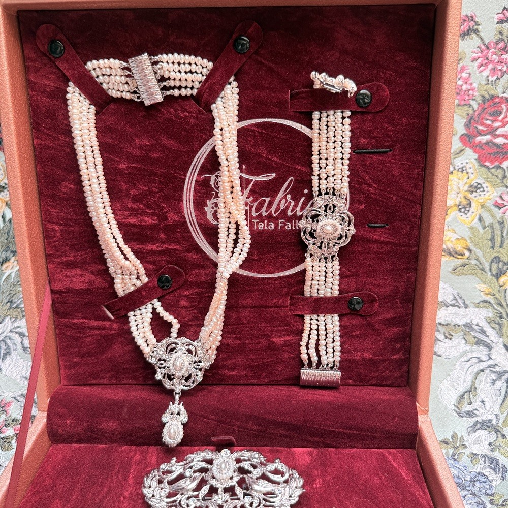 pulsera de fallera de perlas en plata