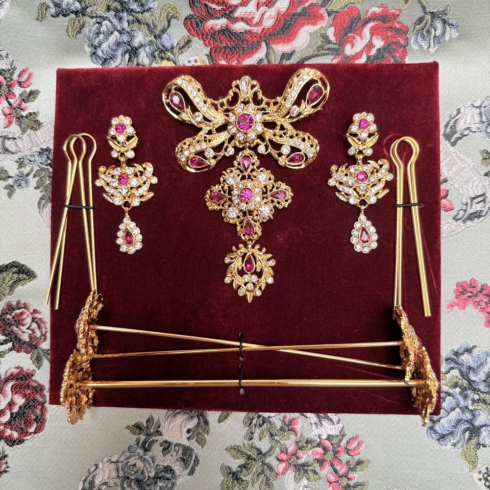 aderezo fallera oro rosa fucsia